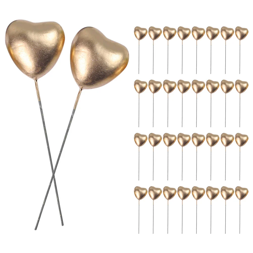 

Heart Cake Topper 3D Love Cupcake Picks 50Pcs Golden Heart Dessert Decoration Valentines Day Wedding Anniversary