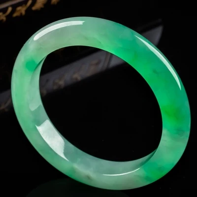 

Natural Burmese Green Jadeite 54mm-64mm Bracelet Elegant Princess Jewelry Best Gift for Mom and Girlfriend