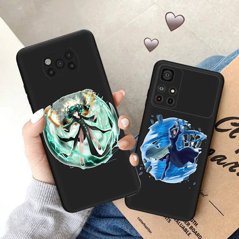 Черный матовый чехол для телефона Xiaomi Poco C61 M5 M5s X5 Pro 5G C51 C50 C40 X4 X3 F5 M4 M3 F3 GT Soft One Punch Man