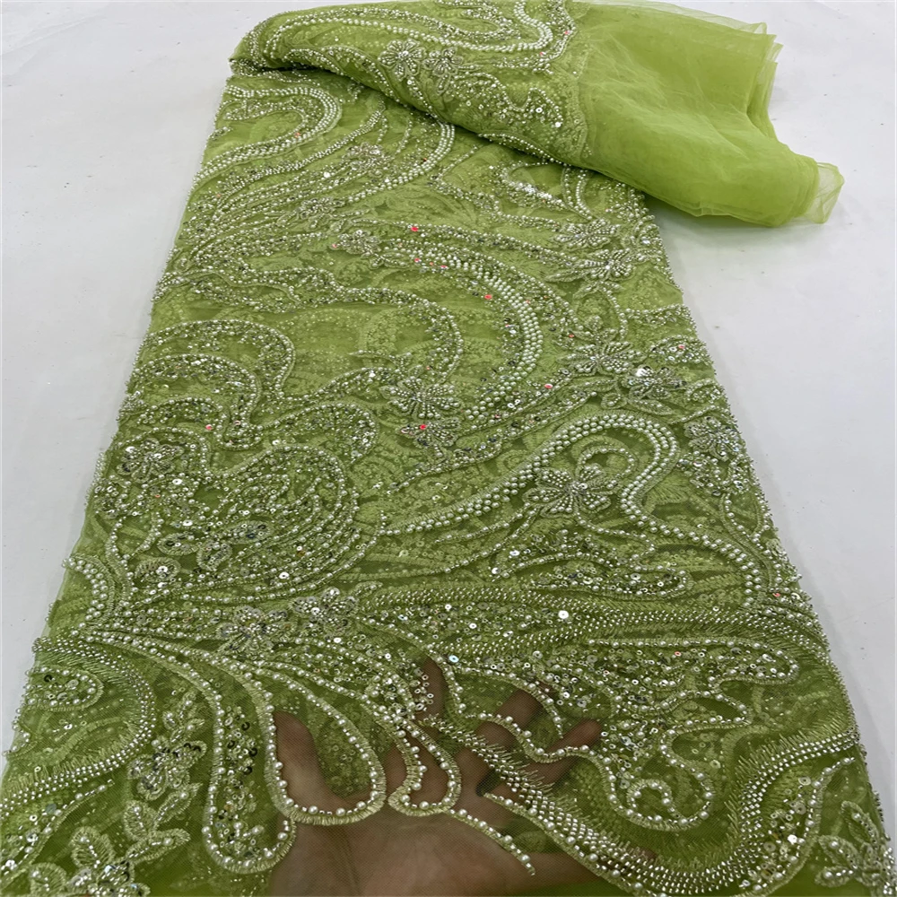 

Роскошная кружевная ткань 2023, Высококачественная африканская фатиновая кружевная ткань, кружевное нигерийское Сетчатое платье с бисером
