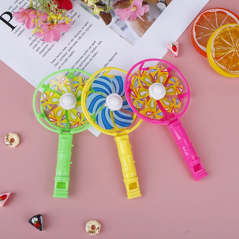 

3Pcs/set Small Beauty Plastic Windmill Whistling Handle Toys Pinwheel For Children