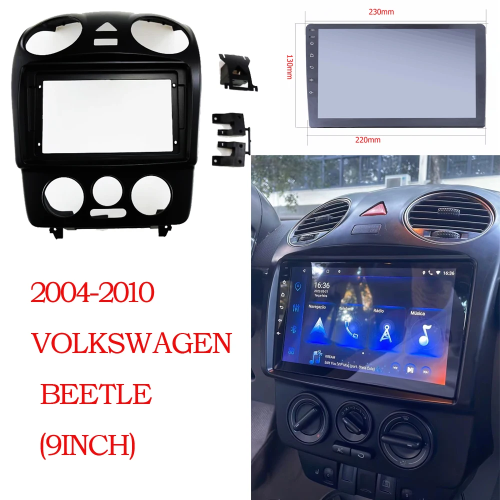 2 din 9-дюймовый автомобильный android DVD GPS ABS пластиковая рамка для VOLKSWAGEN Beetle 2004-2010