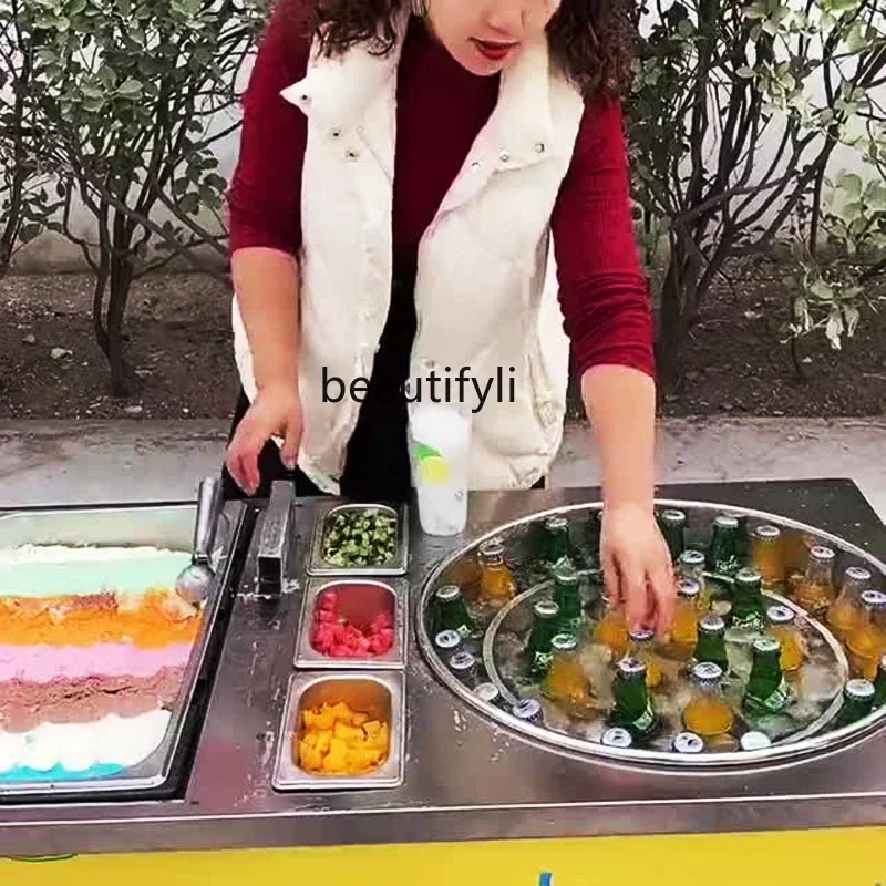 LBX Summer Rocking Ice Stall Tool Handmade Cream Cola Smoothie Integrated Equipment Cart