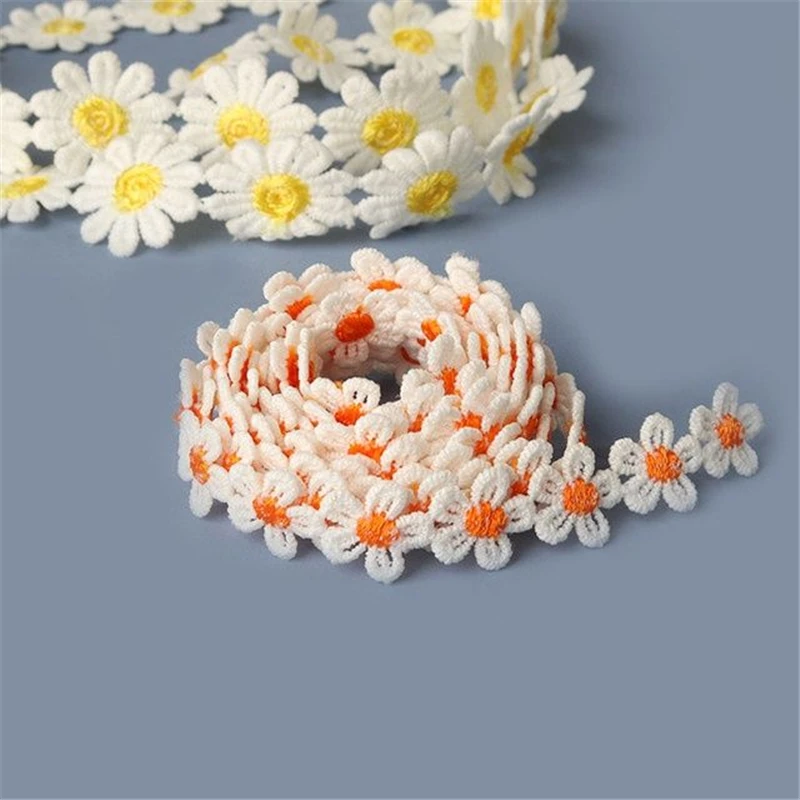 

1Meter/lot Daisy Sun Flower Trim High Quality Lace Fabric Embroidery Handmade Patchwork Ribbon DIY Decoration Sewing Accessories