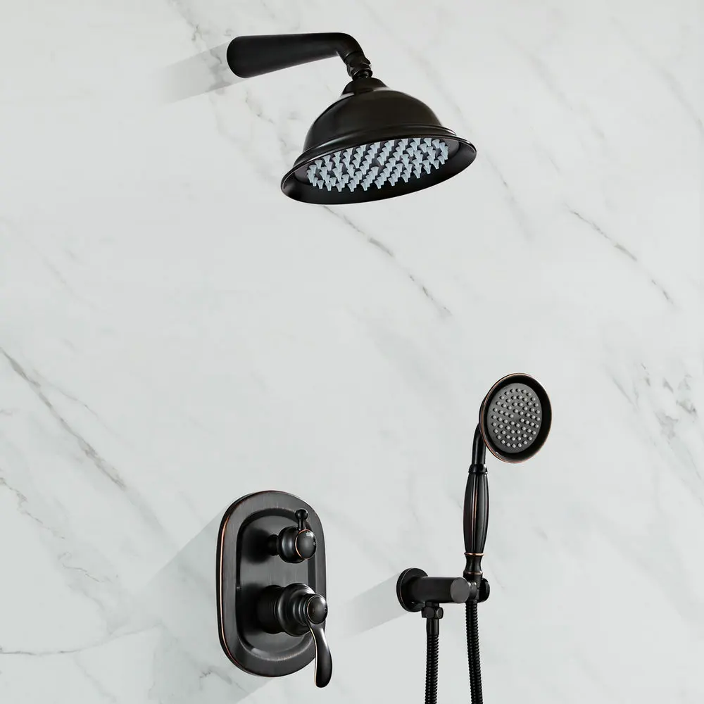 Beelee Душевая система Скрытая масляная прорезиненная бронза 3 функции шероховатый