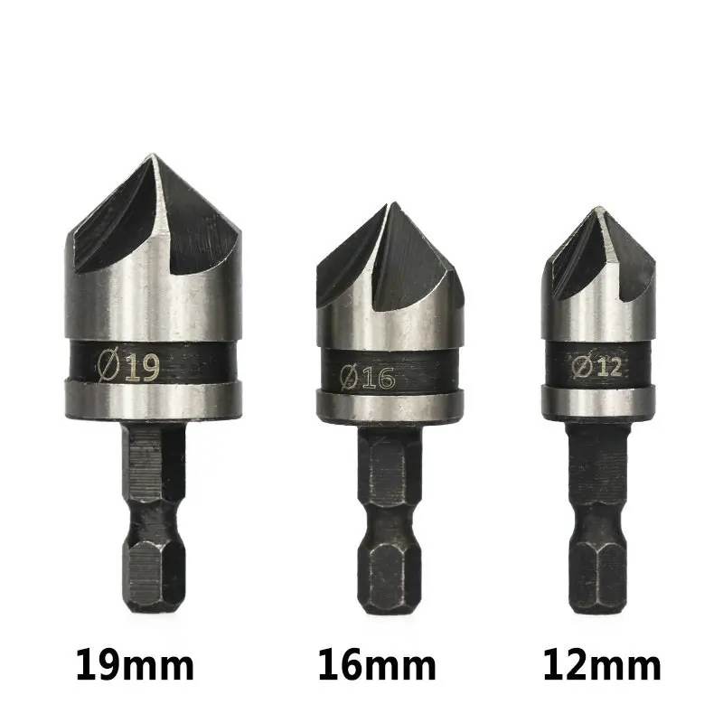 

Chamfering Cutter 2pcs 12 16mm 82 Degrees Wood Metal Hole Cutter 5 Flute Hole Drill Countersink Drill Bit