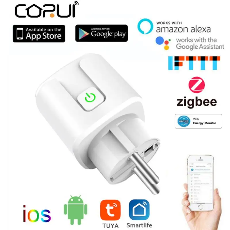 

Смарт-розетка CORUI Tuya ZigBee, 20 А, с поддержкой Alexa и Google Home