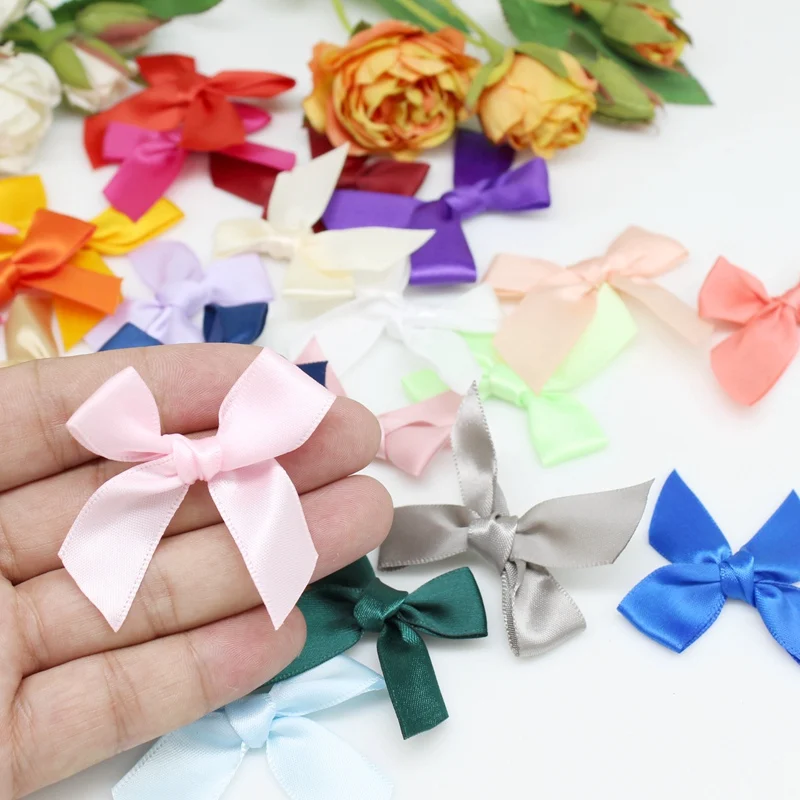 

50pcs/lot 50*50mm Satin Ribbon Bows Decoration Packages Gift Wrapping Small Bowknot Flower DIY Bows For Craft Wedding Bow