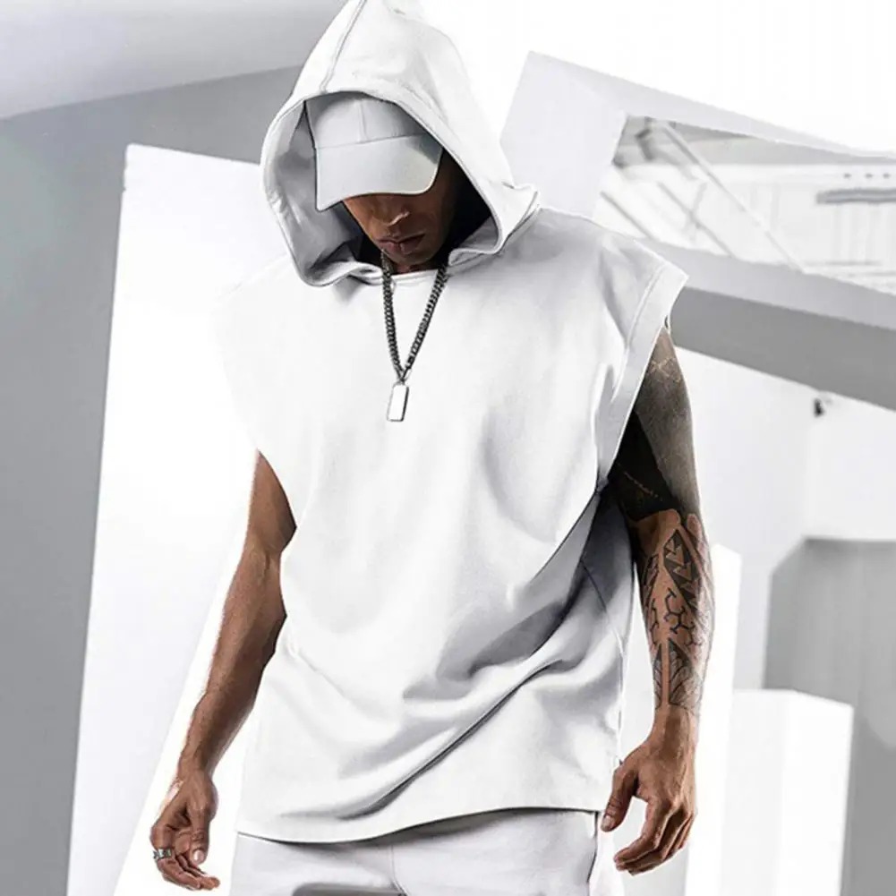 

Casual Top All Match Men Men T-shirt Hooded Sleeveless All Match T-shirt