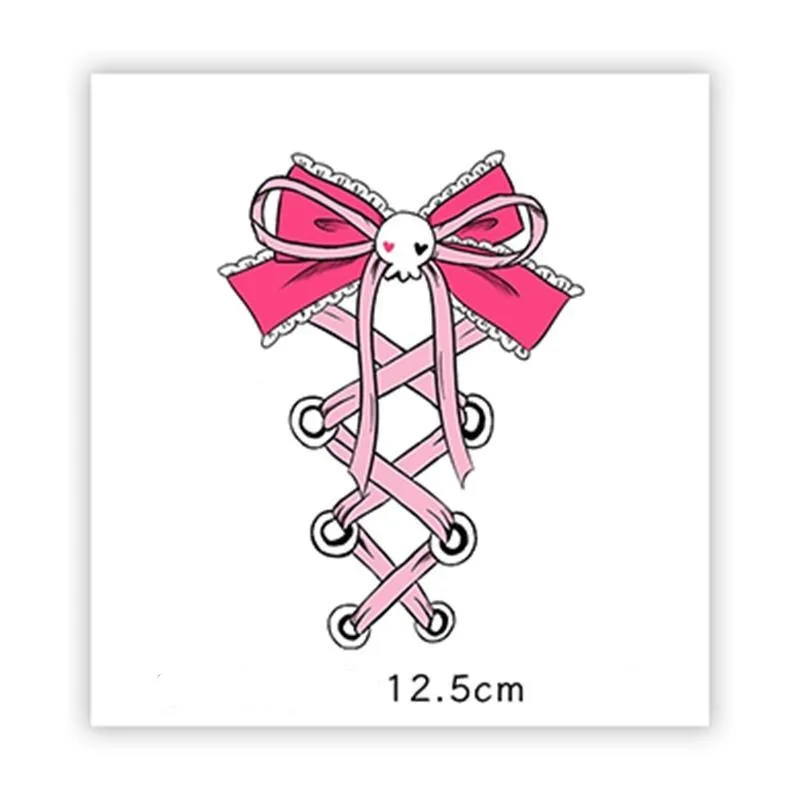 Милый галстук-бабочка с черепом Временные татуировки мультяшная девушка