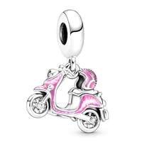 authentic 925 sterling silver moments pink scooter dangle charm bead fit pandora bracelet necklace jewelry