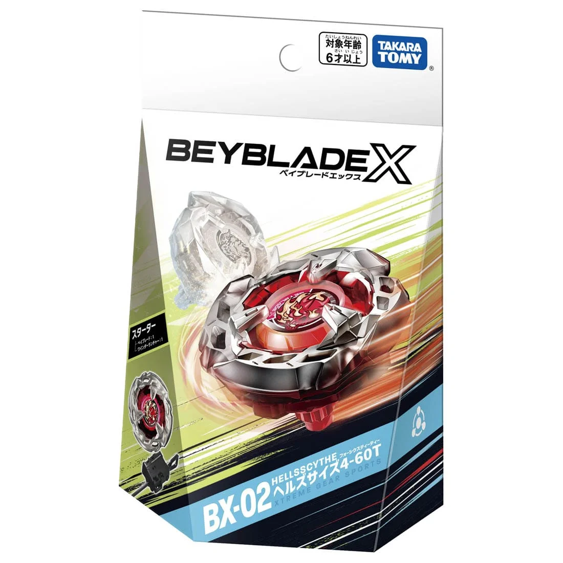 Оригинальный Takara Tomy Beyblade X BX-02 Starter Hell's Size 4-60T