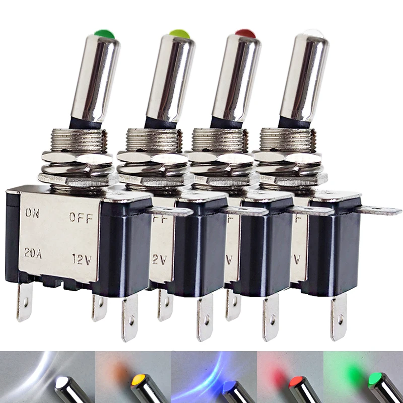 1 шт. 12 В 20 А светодиодный тумблер с подсветкой авто лодка грузовик красный синий