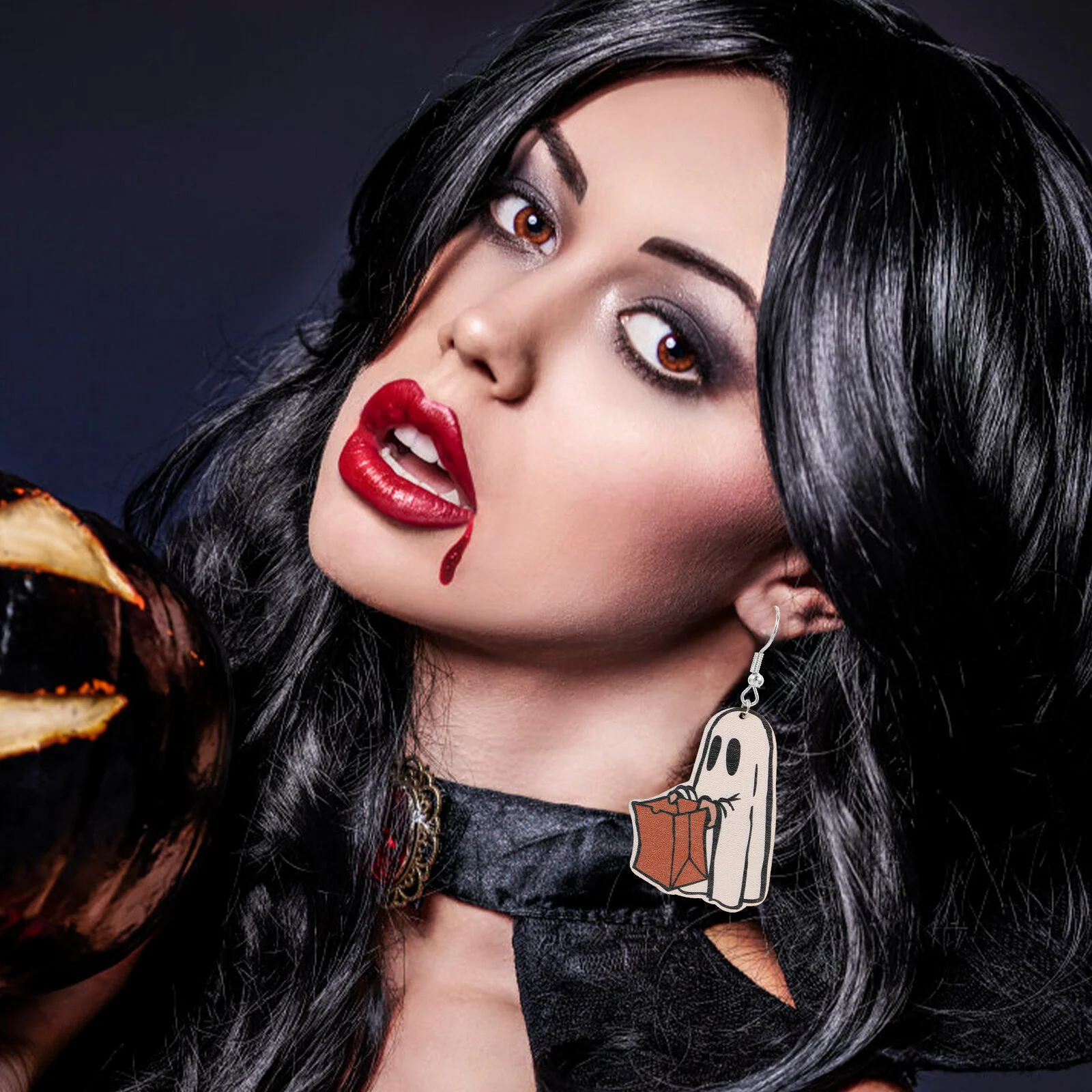 Goth Earrings Jewelry Women Trendy Funny Dangle Halloween Costume Wooden Fashion Funky