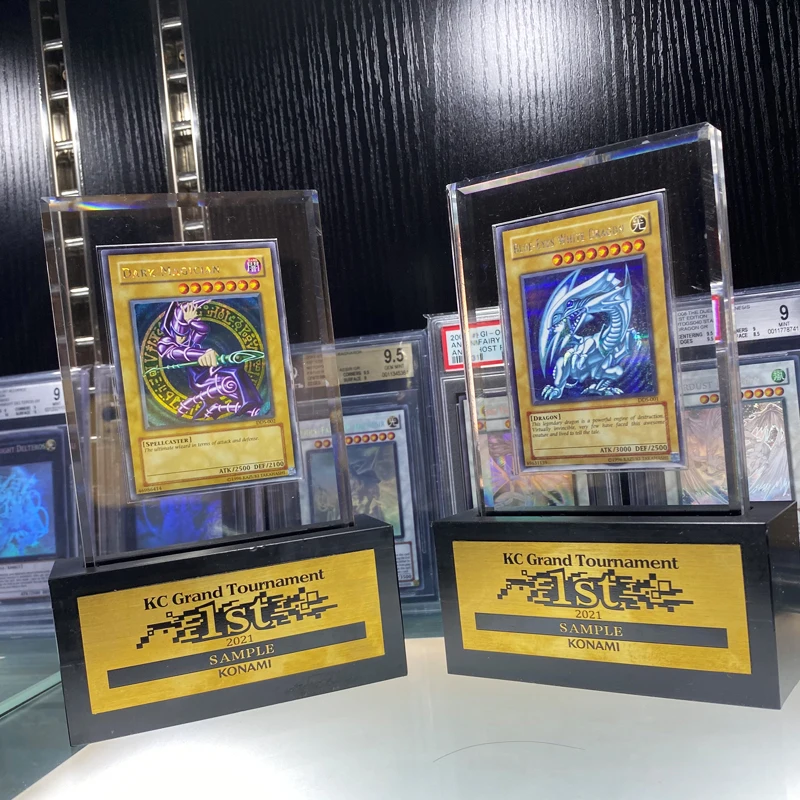 Образец Yu Gi Oh 2021 с голубыми глазами белый дракон/Темный волшебник KC Grand Tournament