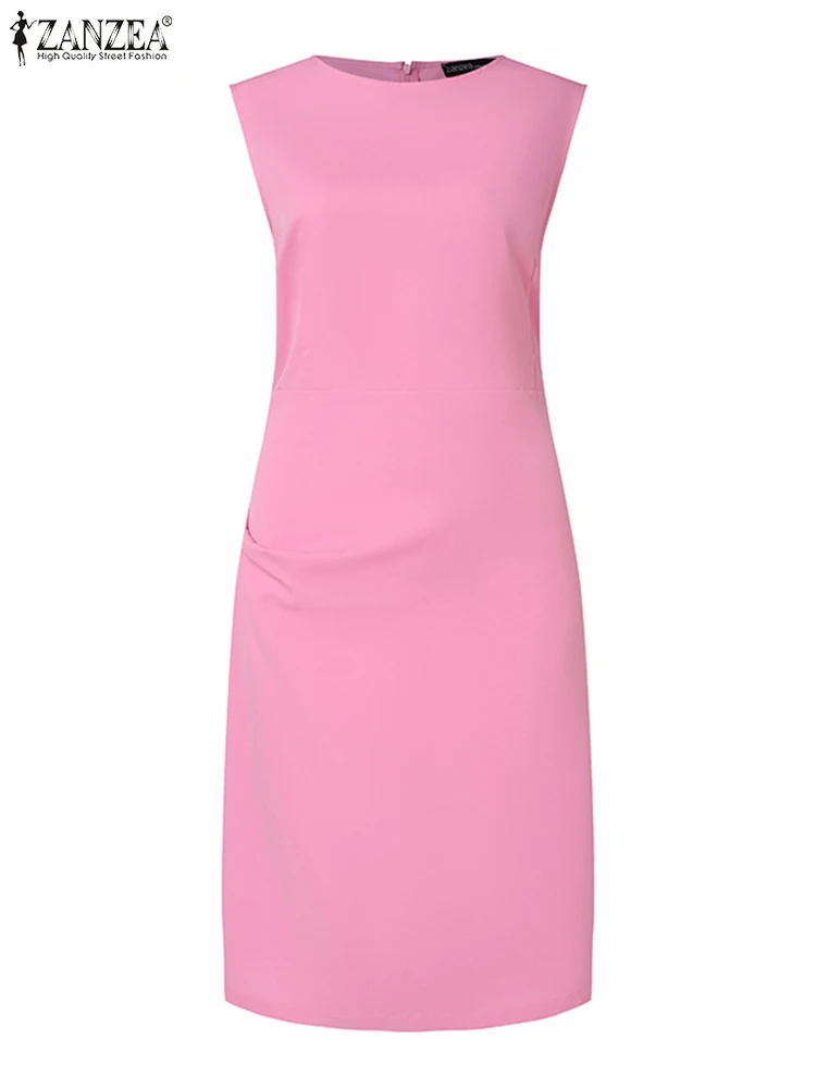 Женский летний сарафан без рукавов с круглым вырезом и молнией