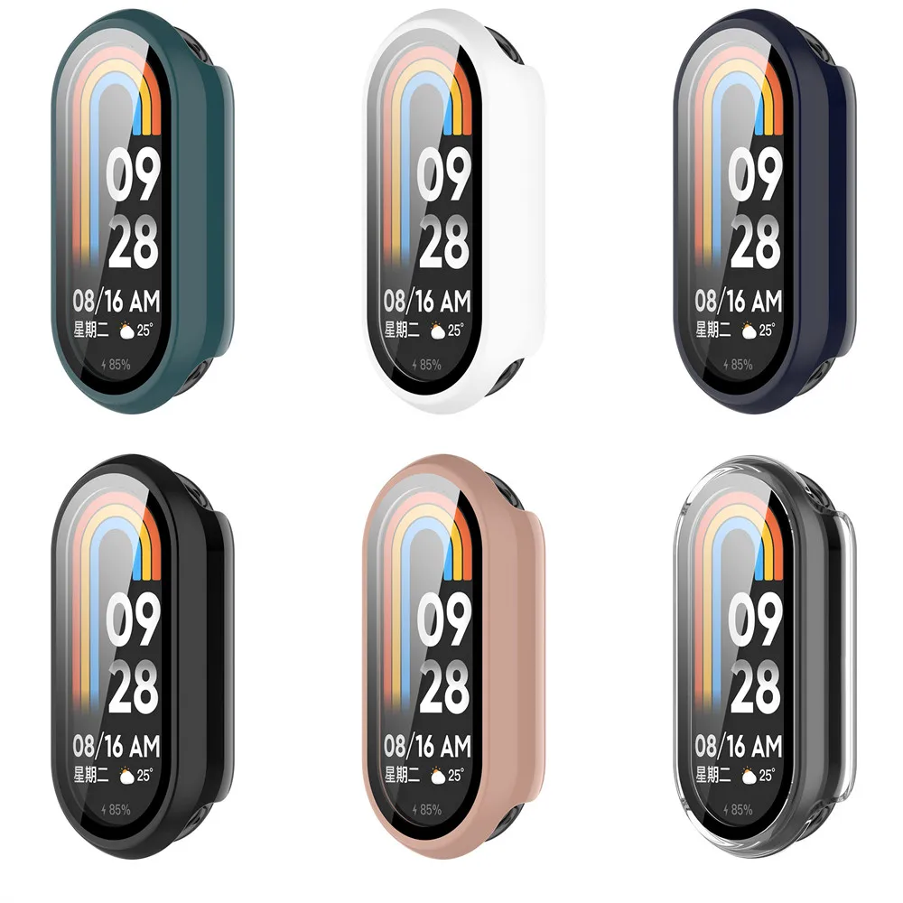 Чехол и защитная пленка из закаленного стекла для xiaomi mi band 8 высококачественные