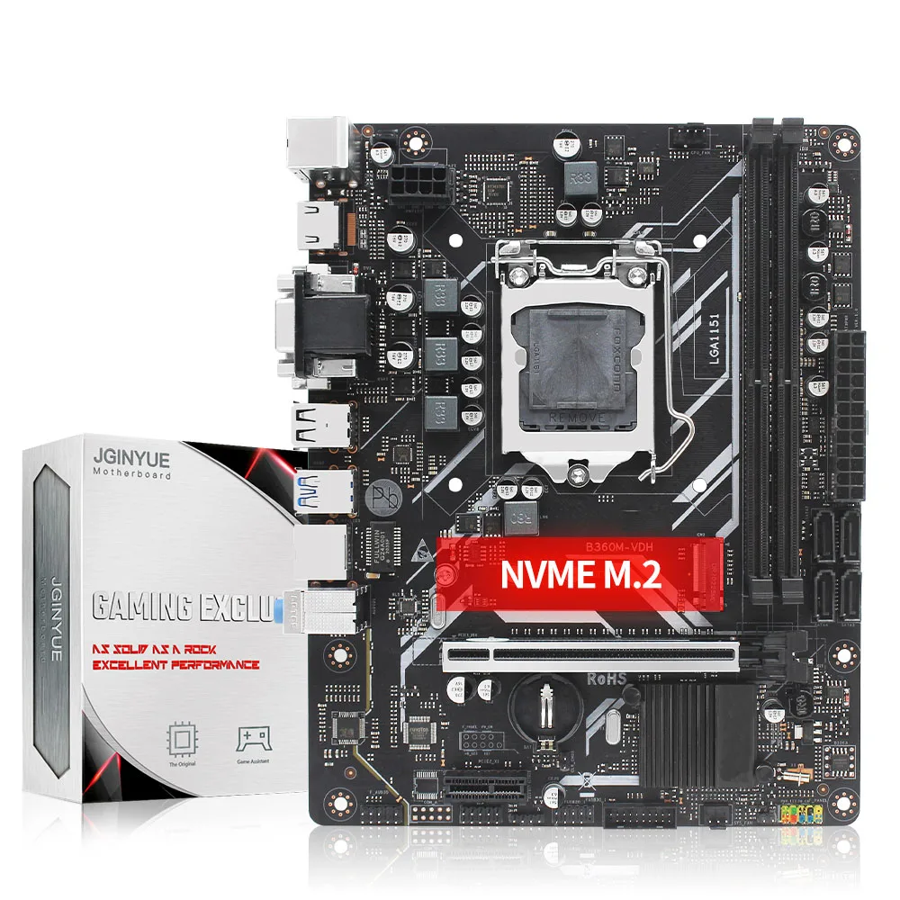 

JGINYUE B360 Motherboard Support LGA 1151 Intel Core i3/i5/i7 8th/9th Processor DDR4 Memory Desktop NEME M.2 Micro-ATX B360M-VDH