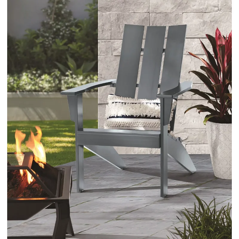 

Mainstays Wood Outdoor Modern Adirondack Chair, Grey Color