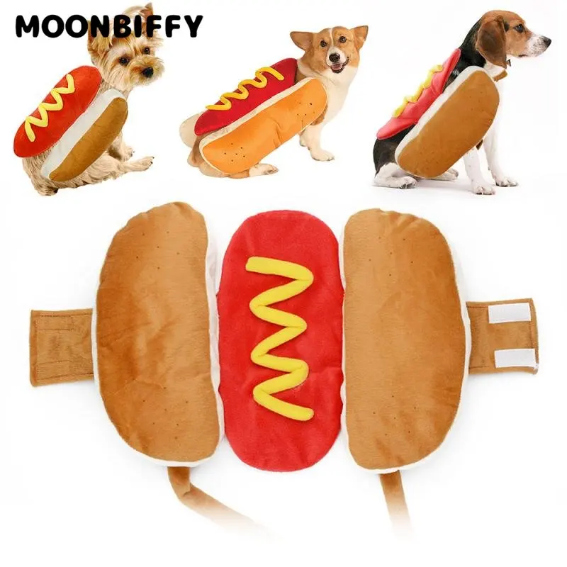 Pet Dress Up Costume Hot Dog Shaped Dachshund Sausage Adjustable Cosplay Clothes Funny Warm for Puppy Dog Cat Dress Up Supplies