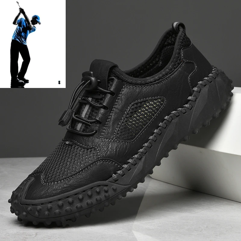 New Men's Golf Shoes Black Grey Khaki Mesh Breathable Casual Men's Golf Shoes Outdoor Leisure Walking Sneakers Size 38-46