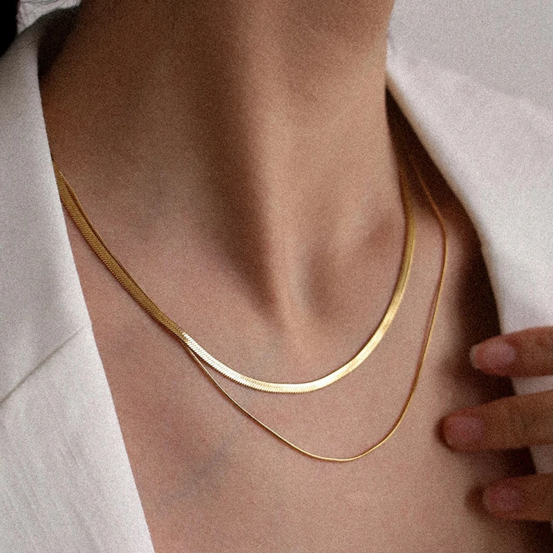 

Blade Chain Choker Neck Stainless Steel Link Fashion Women Necklace Gold Color Women Multilayer mashup Jewelry for Women 2022