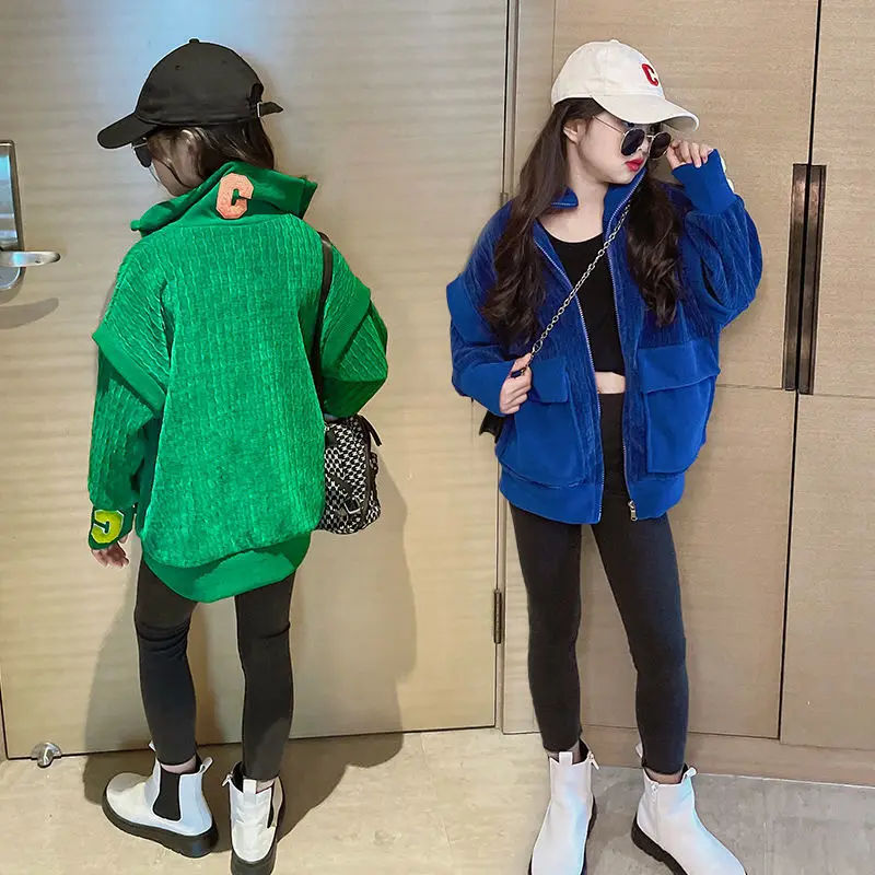

Новинка, осенняя верхняя одежда для подростков, Весенняя модная куртка для девочек, ветровка, пальто, детская куртка 2023, верхняя одежда, детская одежда в Корейском стиле