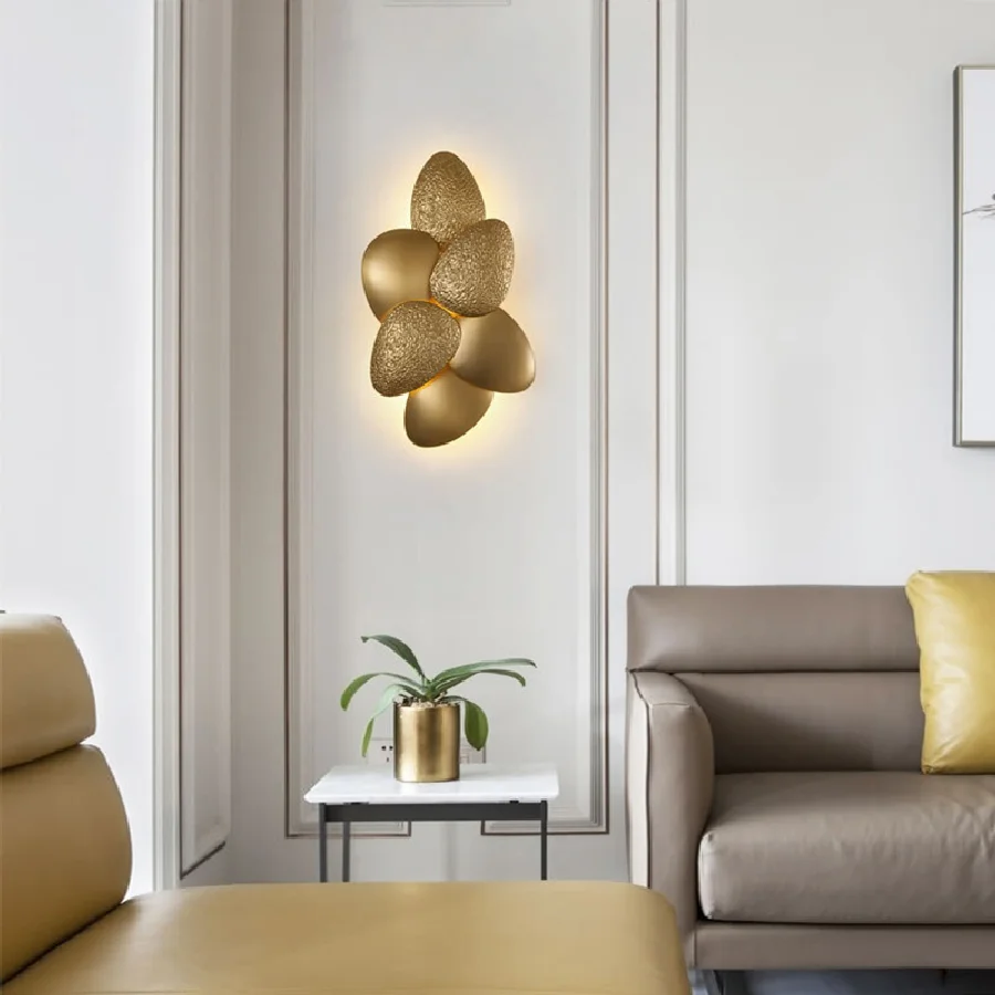 

Светодиодная настенная лампа с золотой галькой, новинка 2022, трендовый светильник, присветодиодный ление для домашнего декора, ночник для сп...