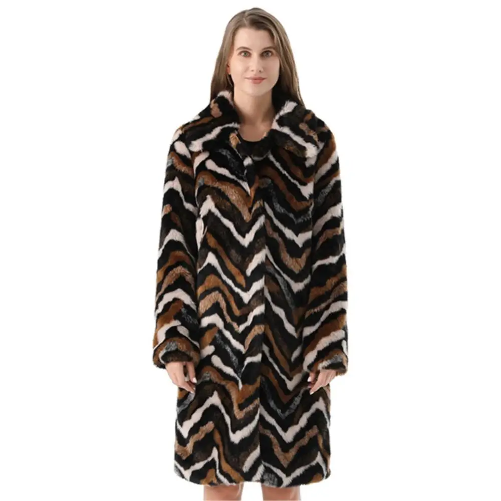 Women Winter Luxury Real Fur Long Coat Fluffy Single Breasted Lapel Real Fur Jacket Leisure Thermal Soft Fur Ladies Windbreaker