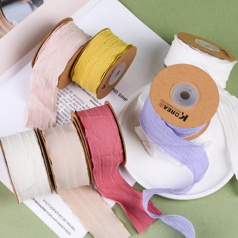 

100Yards 25mm 38mm Ruched/Soft/Solid/Striped Ribbon DIY Make Bowknots Kids Hair Accessories Material Handmade Carfts Gift