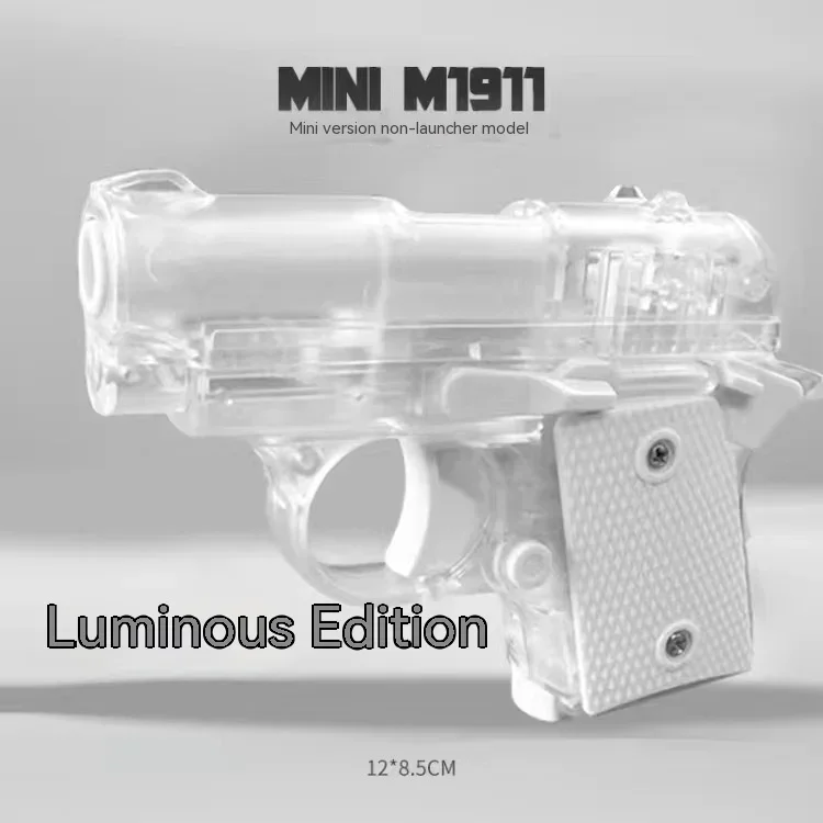 

3D Gravity Model Gun Mini 1911 Toy Gun Luminous Transparent Shell Trendy Stress Relief Toys Birthday Halloween Christmas Gift