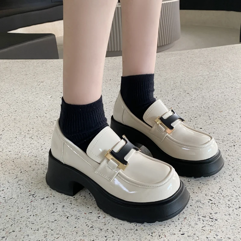 

Plus Size 43 Women Mary Jane Shoes 2023 Spring New Platform Increased Women Heels Shoes Fashion JK Student Dress Women Loafers