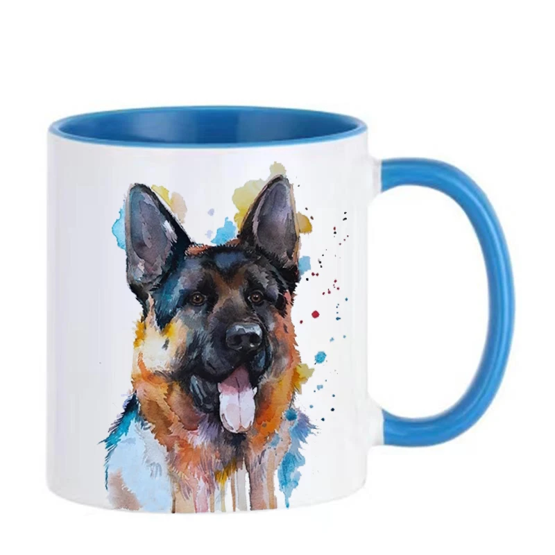 

Watercolor German Shepherd Cups Tea Mugs Coffee Mugen Unique Design Milk Tableware Coffeeware Home Office Decal Friends Gifts