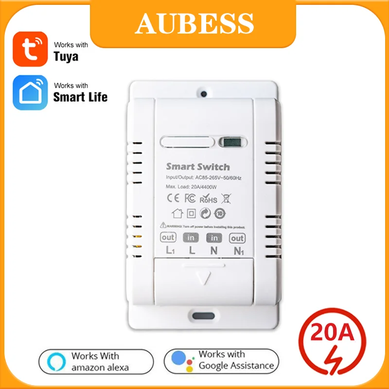 

Aubess Tuya Wifi Smart Switch Module Supports Child Lock, App Remote Control DIY Breaker 85-265V Work With Alexa Google Home
