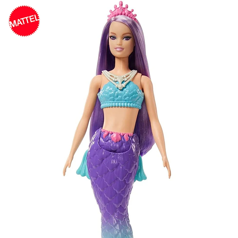 

Оригинальная кукла Барби Mattel Dreamtopia Русалка с фиолетовыми волосами синий хвост Омбре тиара аксессуары Игрушки для девочек Обучающие реквизиты