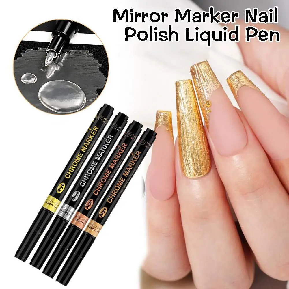 

Gold Silver Mirror Marker Nail Polish Liquid Pen Coloring Paint Pen DIY Highlight Liquid Mirror Pen Manicure Decoration Tools