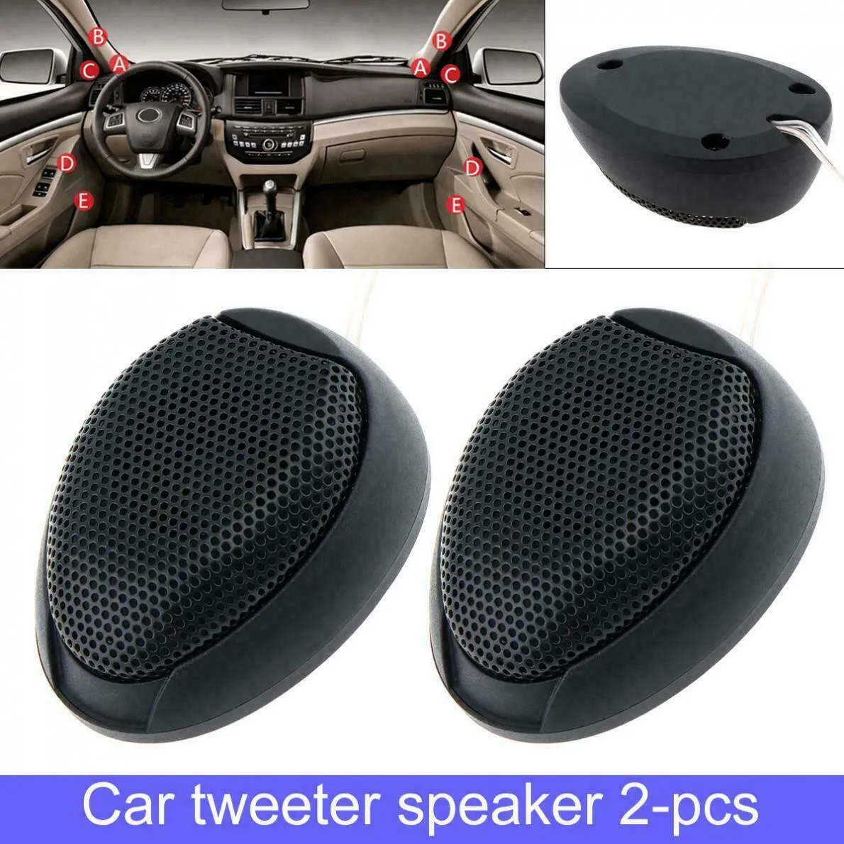 

For Most Cars 2x Universal Speakers High Sensitivity Extended Frequency Response No Magnetic Field High Efficiency Dome Tweeter