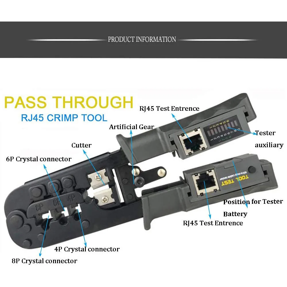 

SR 6P/8P Wire Cutter Tool Test Crimping Pliers 2 in 1 RJ45 Network LAN Cable Crimper Pliers Cable Tester Cable Pliers