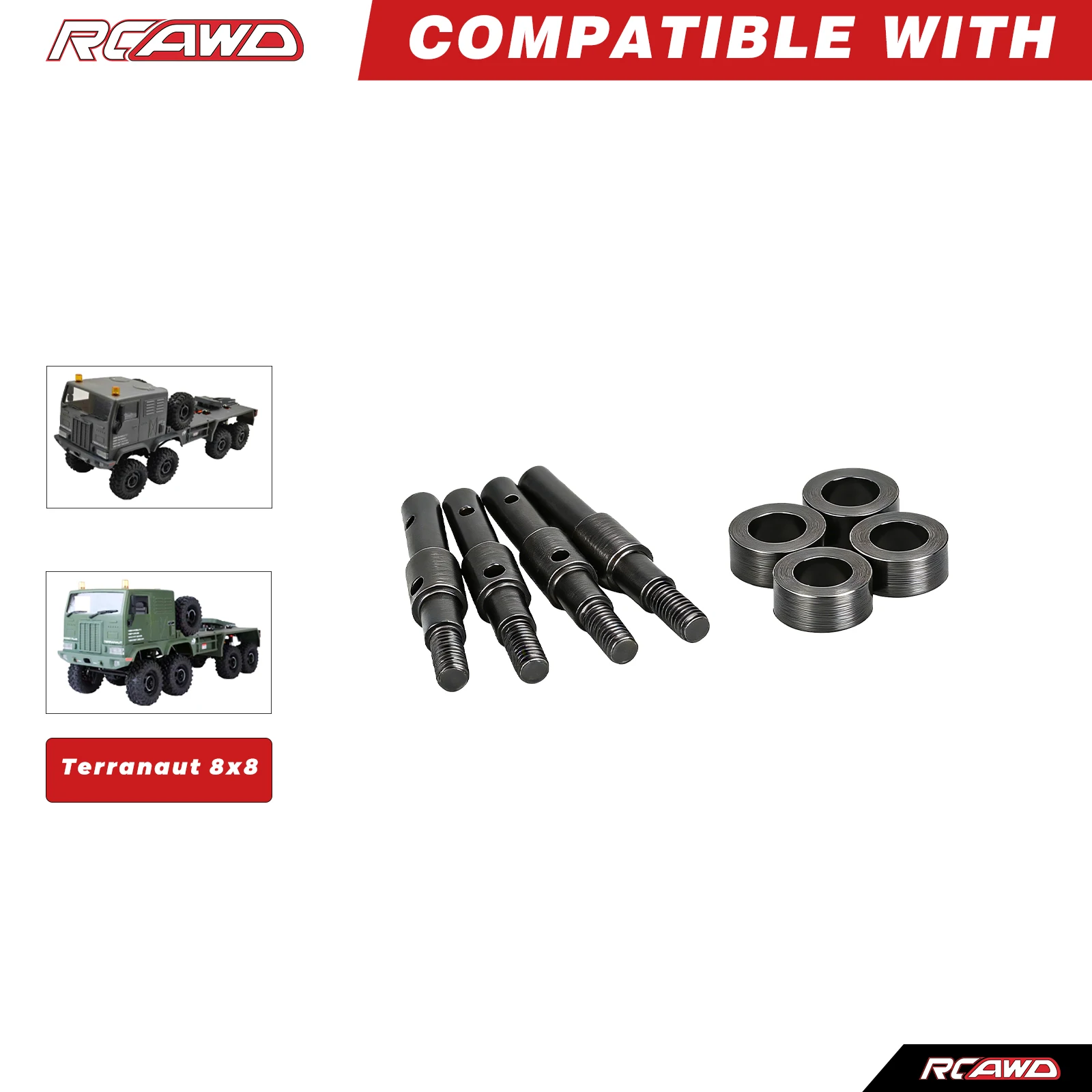Фото Ось колеса RCAWD CR18P 1/18 Terranaut 8x8, совместимая с Hobby Plus CR18P 1/18 Terranaut 8x8, запчасти для модернизации осей колес №1
