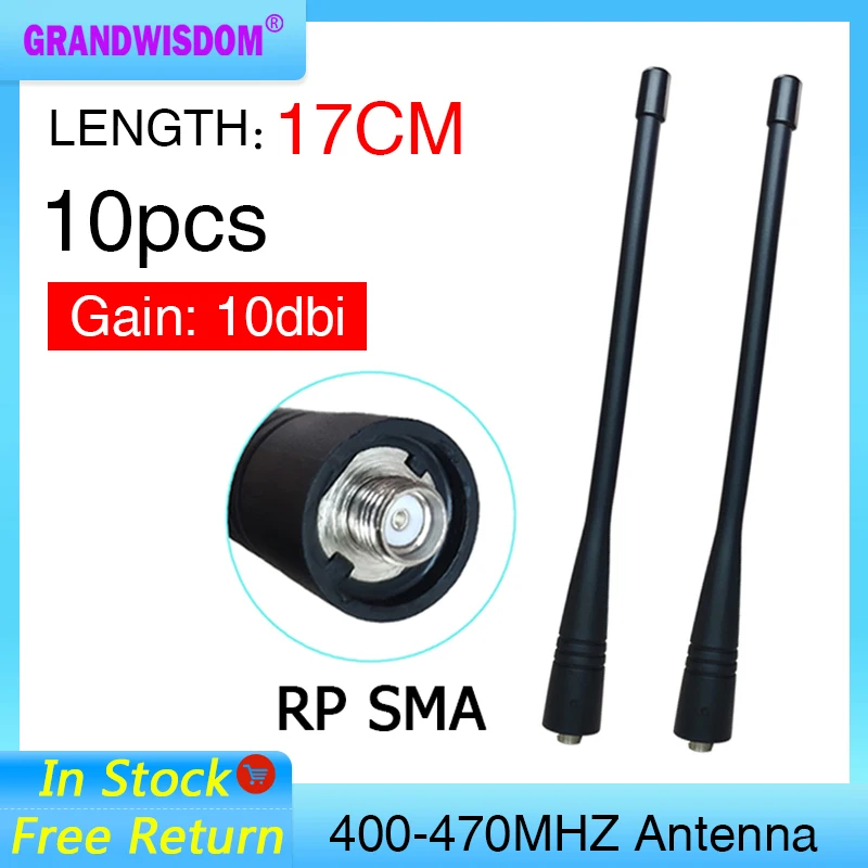 Grandwisdom Walkie Talkie Antenna UHF 400-470MHZ 10p antena Single Band Antena Handheld Radio Walkie Talkie compatible Kenwood