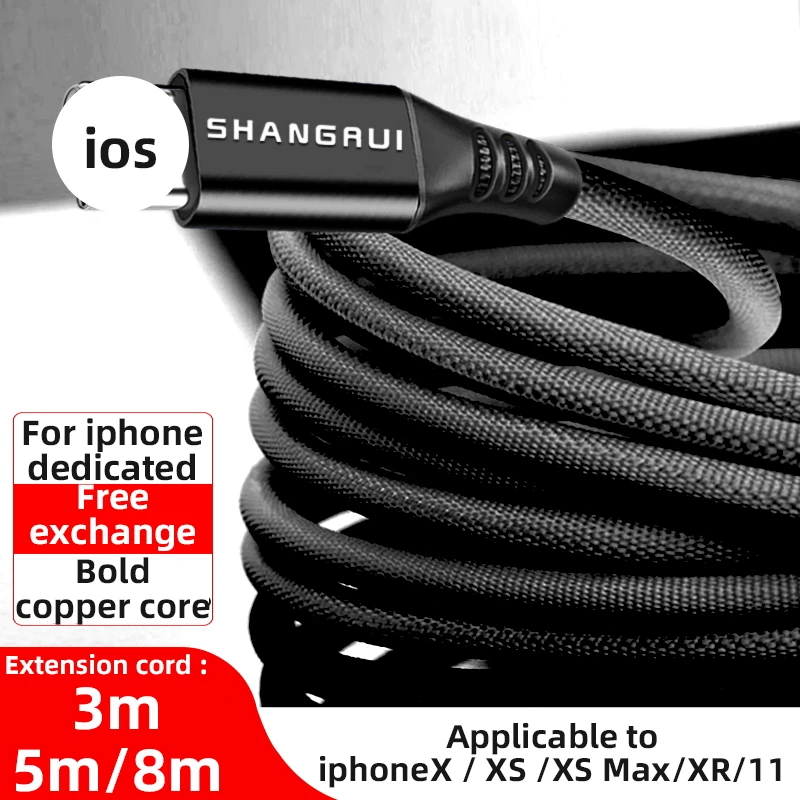 

Usb-кабель с нейлоновой оплеткой для iPhone, длинный зарядный кабель для iPhone 13, 12, 11X, XR, XS Max, 6, 6s, 7, 8 Plus, быстрая зарядка iPad