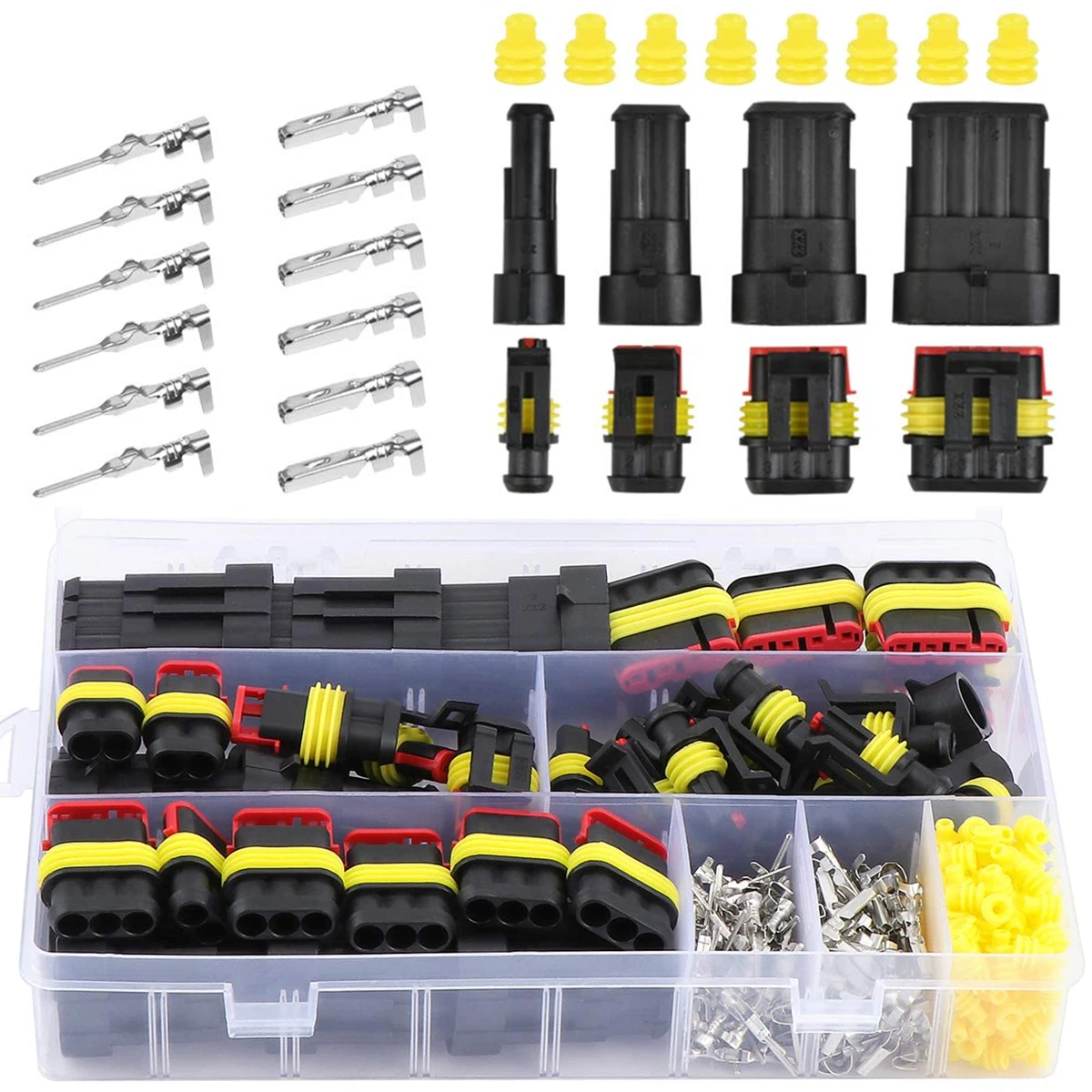 

new 384Pcs Automotive Electrical Wire Connector Plugs Kit IP68 Waterproof Car Electrical Connector Terminals with 1/2/3/4 Pin