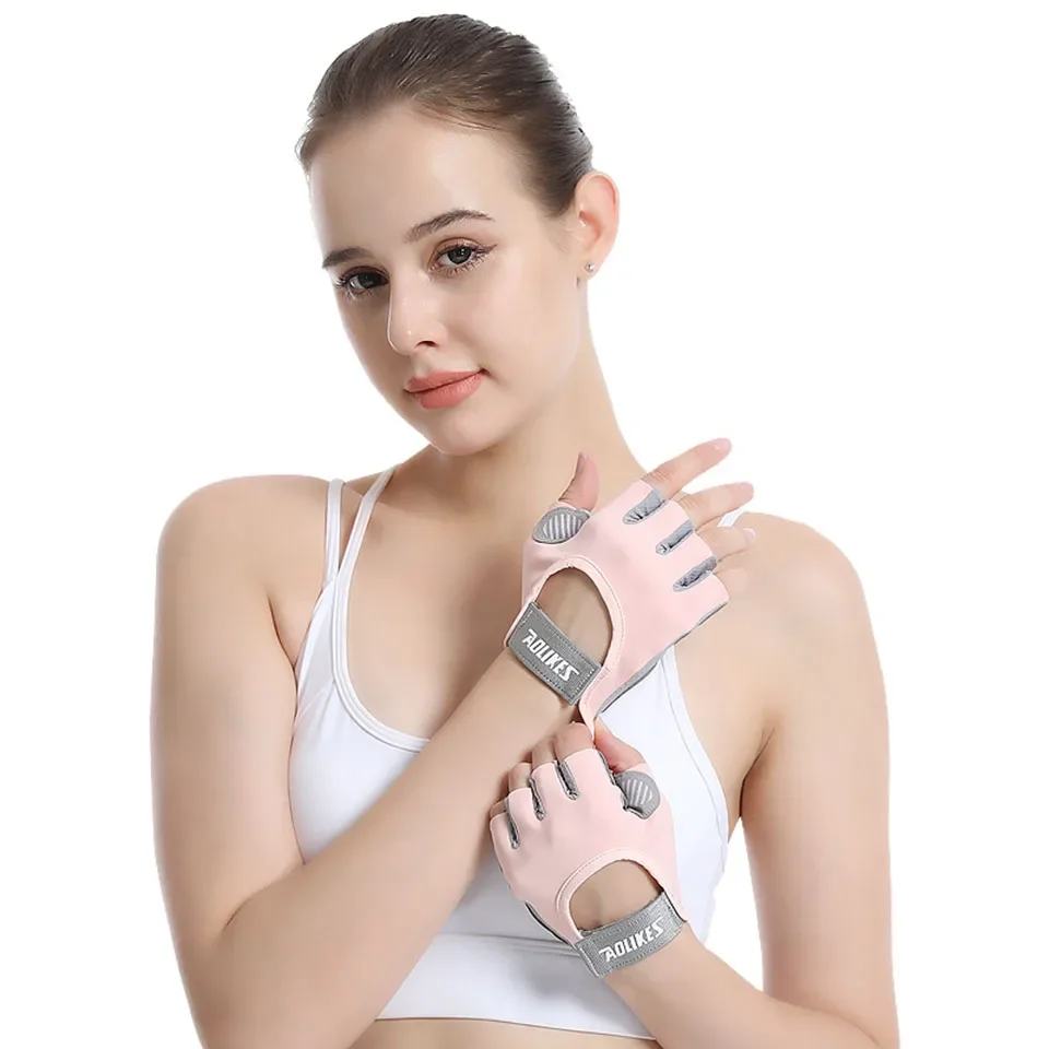 AOLIKES гантели фитнес перчатки для женщин половина пальцев дышащие Велоспорт