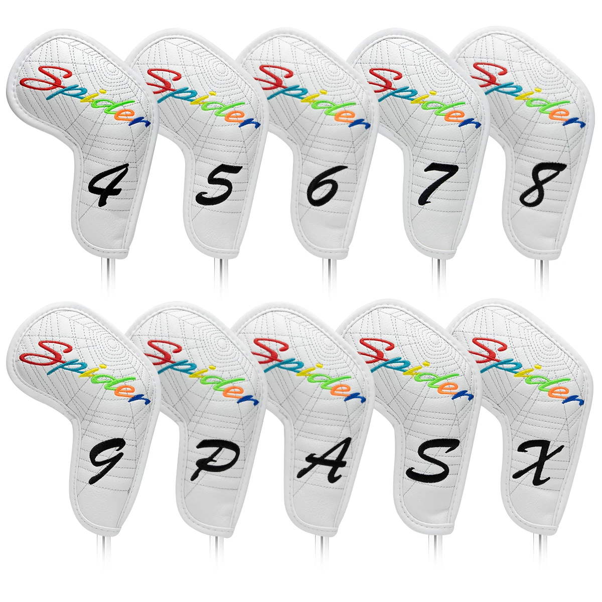 

10pcs Premium Golf Iron Head Covers Headcovers Set (PU) Leather Golf Iron Club Covers for Golf Clubs White with Discolored Numbe