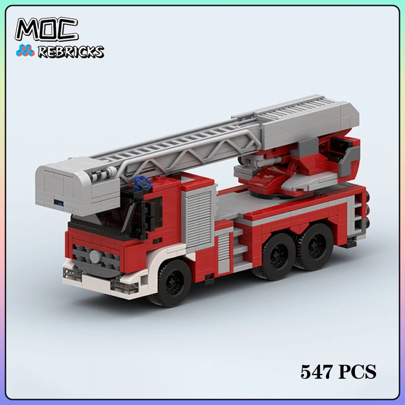 MOC Hot City Series Кирпичи Deventer Пожарная лестница Грузовик Строительный блок Модель