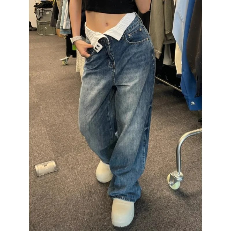 Jeans Women's New Wide Leg Vintage Loose Denim Pants Korean Fashion High Waist Jeans Loose Straight Casual Floor Towers