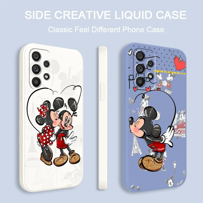 

Comic Disney Minnie Mickey Phone Case For Samsung A73 A53 A52 A33 A32 A23 A22 A71 A51 A21S A03S A50 A30 5G Liquid Rope Funda