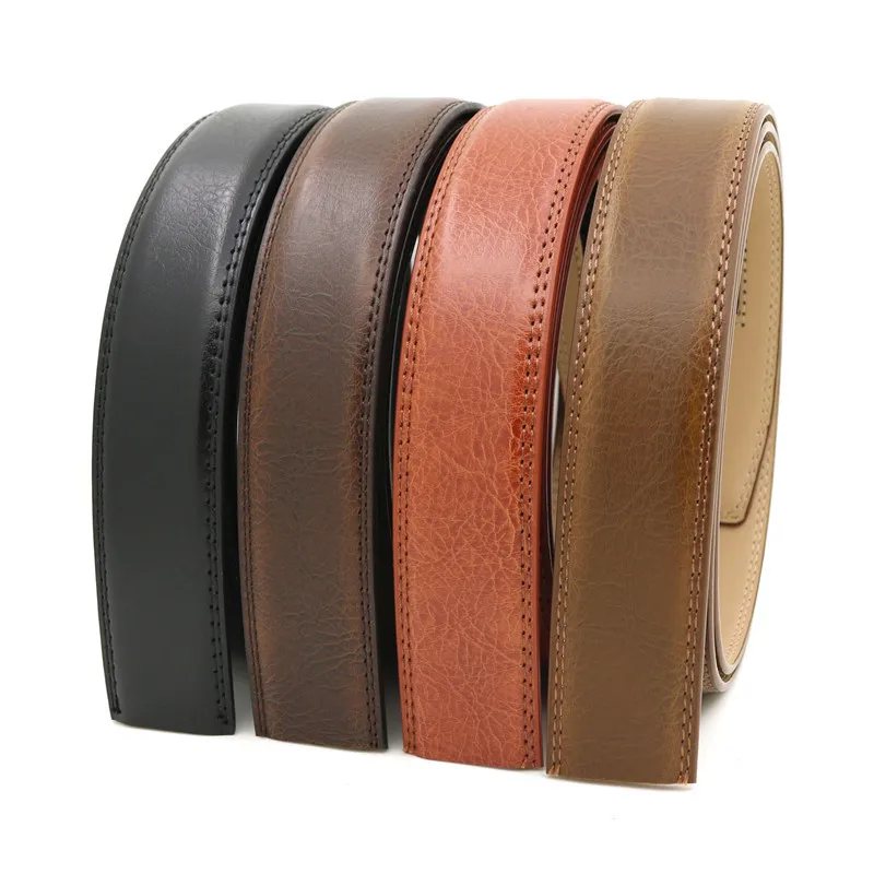 Mens Genuine Leather Belts Without Buckles High Quality Business Belt Man Without Automatic Buckle Head