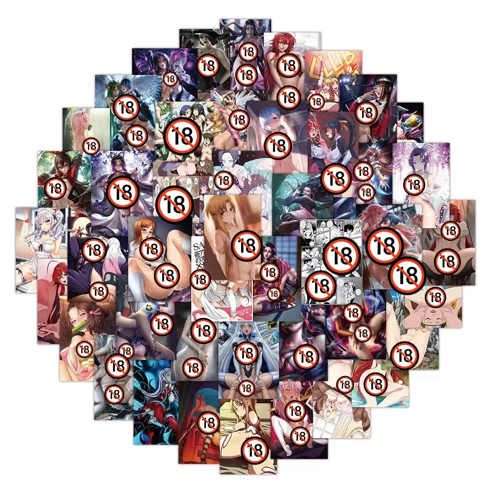Эксклюзивные аниме сексуальные наклейки Waifu для взрослых 50 шт. коллекция