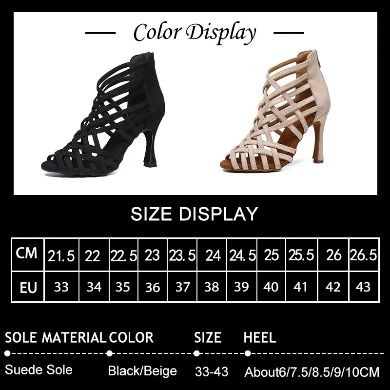 SWDZM Women Dancing Shoes Ladies Latin Dance Shoes Hollow out Ballroom Dance Boots High Heels Salsa Party Shoes Dancing Boots
